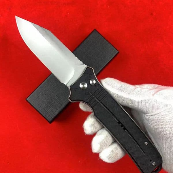Top Quality Flipper Knife D2 Satin Blade G10 with Steel Sheet Handle Outdoor Ball Bearing Survival Folding Knives