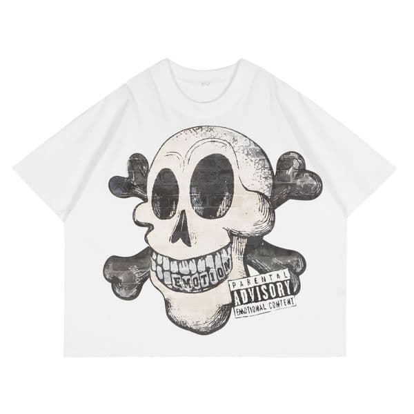 High Street Mix Emotion Summer Fashion Hip-Hop Retro Cartoon Print Short Sleeve Tee