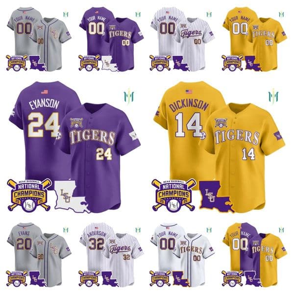 2025 World Champion LSU Tigers Baseball Jersey Kade Anderson Luis Hernandez Daniel Dickinson Anthony Eyanson Chase Shores Steven MilamTodd Walker stitched jersey