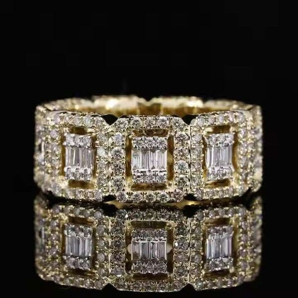 Unique timeless design, high-end luxury Moissanite VVS diamond ring, engagement ring, gold-plated 925 sterling silver ring