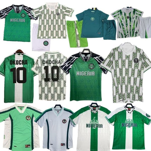 Okocha 2025 Nigeria Retro 1994 Home Away Soccer Jerseys 23 24 25 Kanu Finidi Nwogu Futbol Kit Vintage Football Shirt Classic 1996 1998 Ikpeba Yekini IGHALO kids