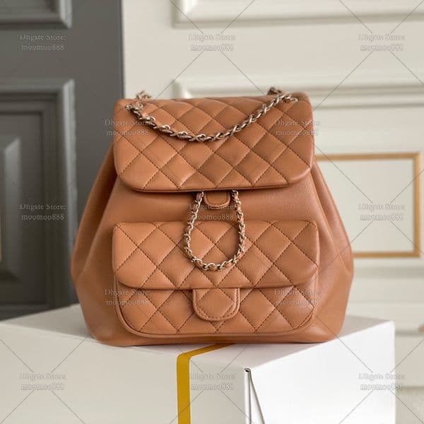 12A All-New Mirror Quality Designer Duma Backpack for Women Lambskin Quilted Backpacks Genuine Leather Luxury Backpacks Small Large School Bags Black Purse with Box