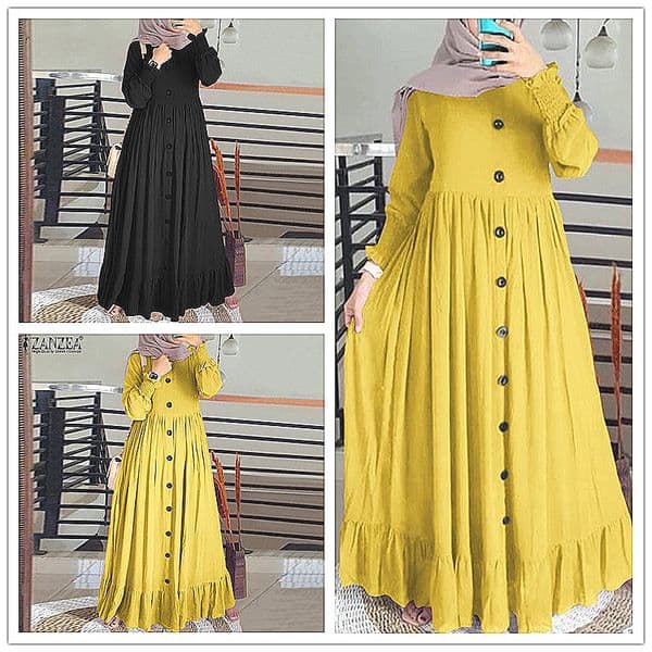 067 Spring and Autumn New Muslim Cotton and Linen Art Retro Casual Loose Large Size Round Neck Ruffle Dress