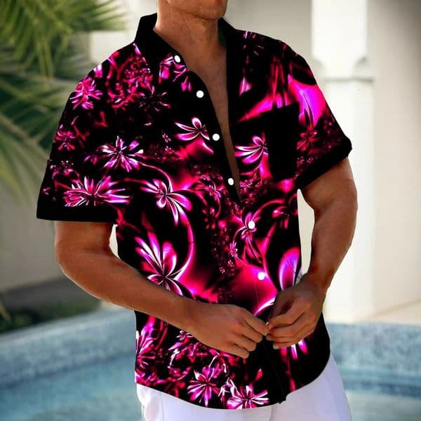 Men Summer Shirts Short Sleeve Shirt Casual Style Hawaiian Multicolor Print Personality Casual Loose Mens Cardigan Summer Short Sleeve Shirt