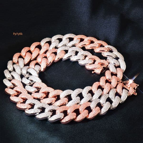 18mm Luxury VVS Moissanite Iced Out Hip Hop Rocker Cuban Chain Safety Clasp Full Diamond Men's Bling Bracelet Necklace Passes the Diamond Tester
