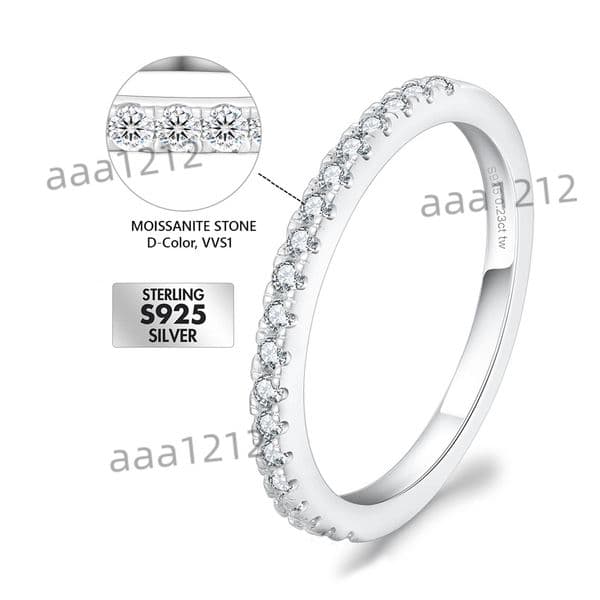 14K Gold Plated Solid 925 Sterling Silver Moissanite Lab Diamond Stackable Ring Engagement Jewelry Gifts Wedding Bands for Women