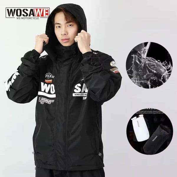 WOSAWE Waterproof Motorcycle Raincoat Reflective Motorcyclist Raincoats Biker Rain Suits for Men Women k1