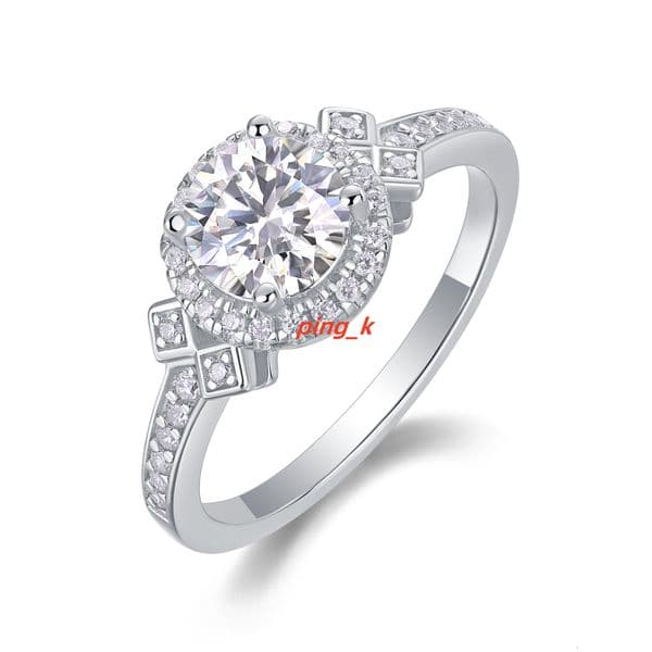 Jewelry Moissanite Jewelry Solitaire 1/2ct 925 Sterling Silver Proposal Band Ring Moissanite Diamond Ring