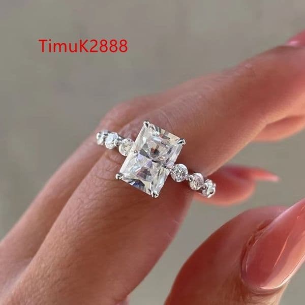Hidden Halo 18K White Gold Ice Crushed Cut 3.5CT Radiant Moissanite Women Diamond Rings Fine Jewelry Rings