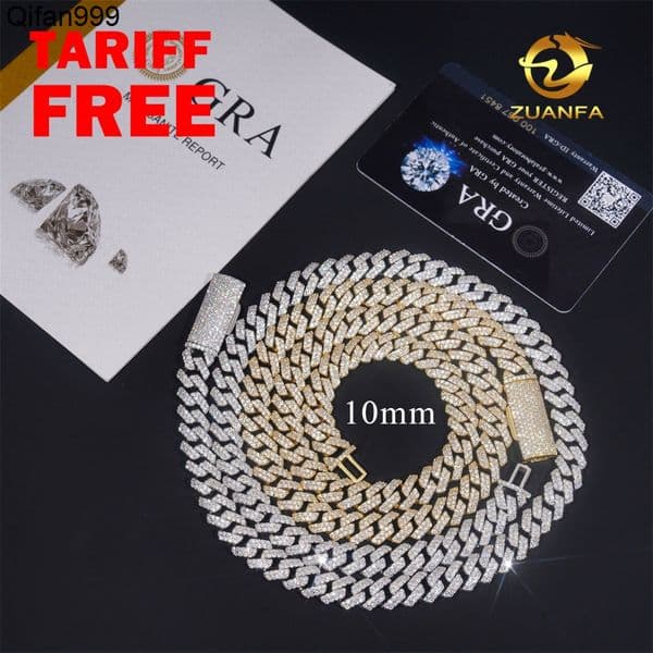 bracelet Fast Shipping Moissanite Diamond Hip Hop Jewelry Moissanite Cuban Link 925 Silver Iced Out Cuban Bracelet Chain