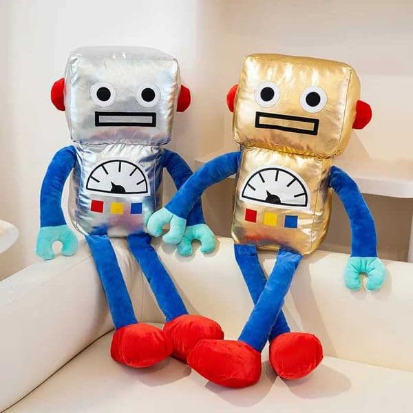 60cm Large Robot Plush Pillow Cute Scientific Robot Stuffed Toy Boy Bedroom Decorative Pillow Cushion Birthday Gift Y250627
