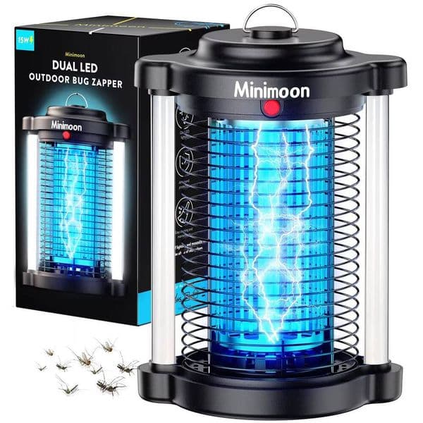 Minimoon Bug Mosquito with Dual LED Light 4200V Zapper 15W Electric Fly Traps Outdoor IPX4 Insect Trap i1