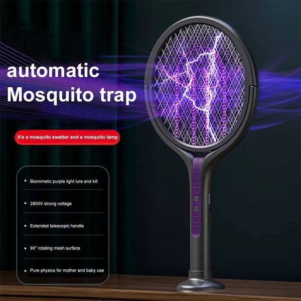 Rotating Head Electric Swatter Rechargeable Zapper 2 in 1 Fly Killer and Mosquito Trap Lamp for Indoor Outdoor i1