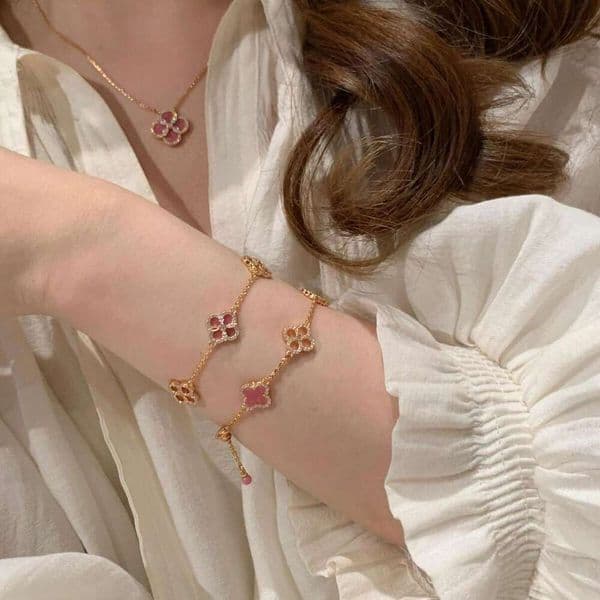 designer Link Chain Adjustable Clover Bracelet Rose Gold Color Ladies Double Layer Women Jewelry Free ShipmentLink women jewelry with gift box