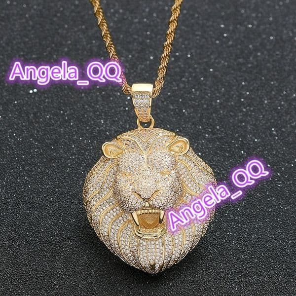 Hipster Lion Head Micro-Set Full Moissanite Micro Pave Hip Hop Jewelry 925 silver Mens Necklace Pendant Fashion Accessory
