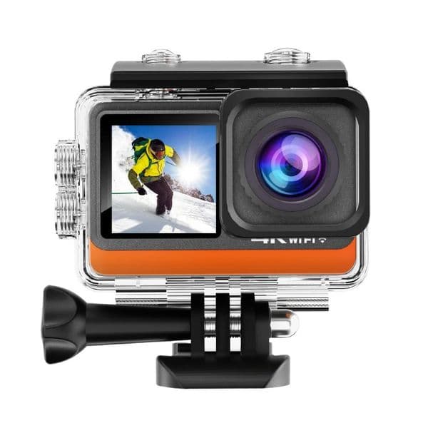 Action Camera 170° 4K 24MP Sports Camera Video Recorder Camcorder Shockproof Waterproof with 2.0in Touch Control Screen Dual Screen 170°Wide Angle Support Live