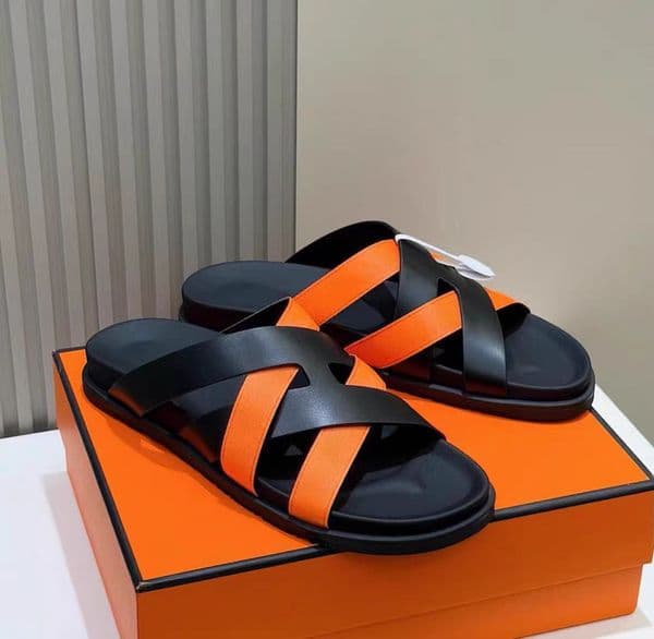 2026 Summer New Men's Shoes Fashion Trendy Versatile Outdoor Casual Beach Slide Genuine Leather Flat Comfortable Cool Sandals