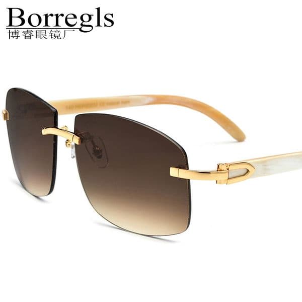 Borregls Buffalo Horn Eyeglasses Men Nylon Buffs Sunglasses Luxury Rimless Square Sun Glasses Women Frameless Eyewear 4189705