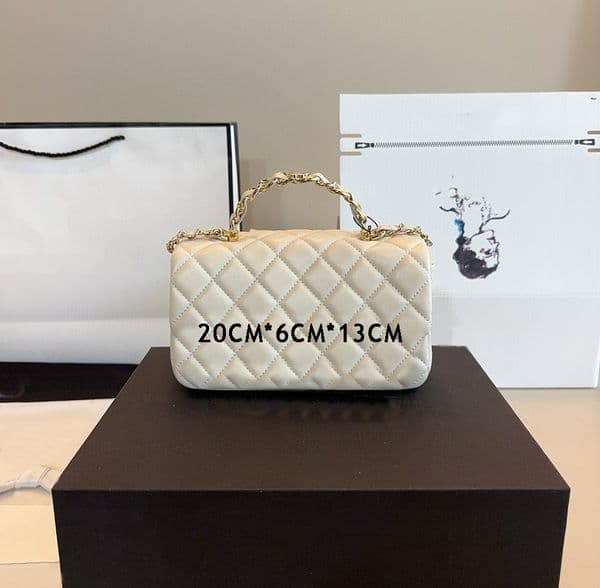 Designer Flap Shoulder Bag Metal Woven Top Handles Bag Womens Metal Chain Bag Leather Crossbody Bag