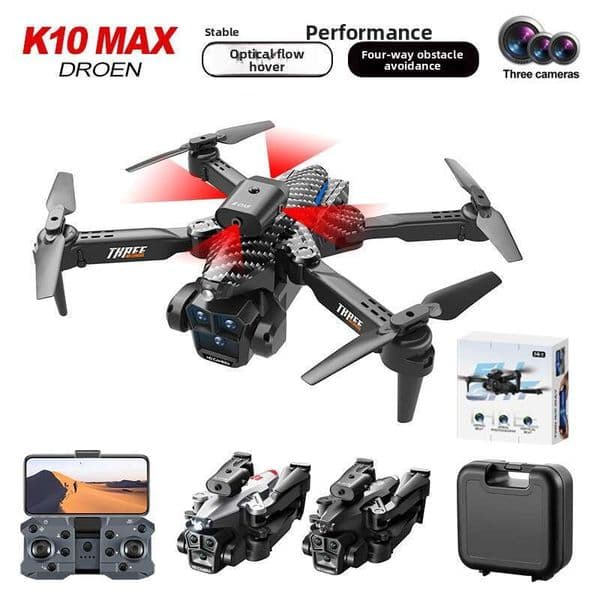 Camera Drone K10max Drone Obstacle Avoidance Remote Control Aircraft Optical Flow Hovering Three Lens HD Aerial Photography Quadcopter