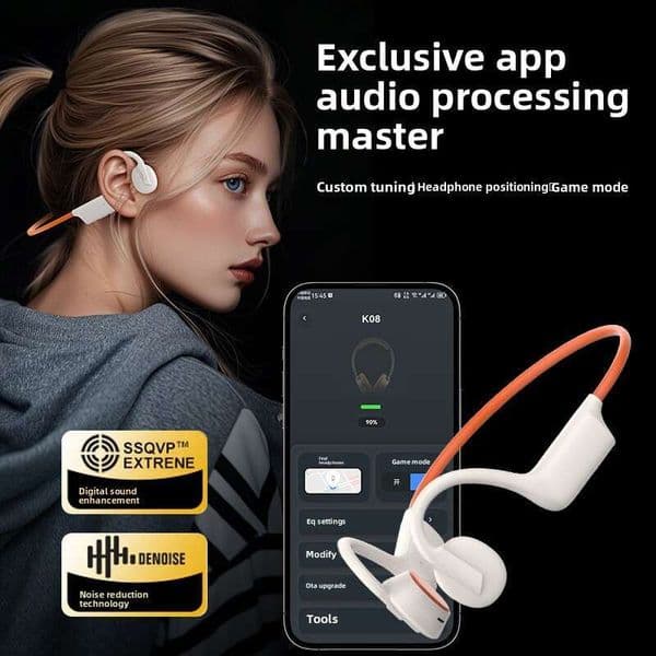 K08 Professional Cycling Running Sports Non-In-Ear Bone Conduction Bluetooth Earphones Long Battery Life for Calls and Music