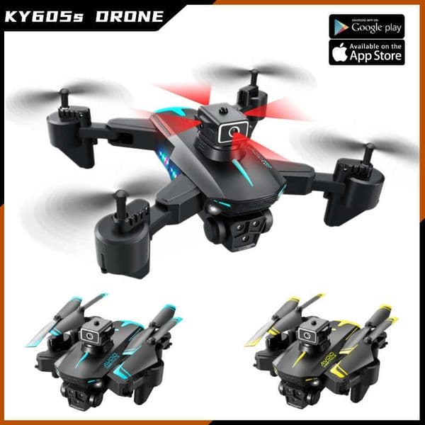 Ky605 Drone RC With Screen 8K Professional Three Camera Optical Flow Aerial Photography Brushless Motor Foldable Quadcopter Toys