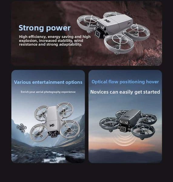 Camera Drone V86 HD Remote Control Aircraft Obstacle Avoidance Dual Camera Altitude Hold Aerial Photography Drone