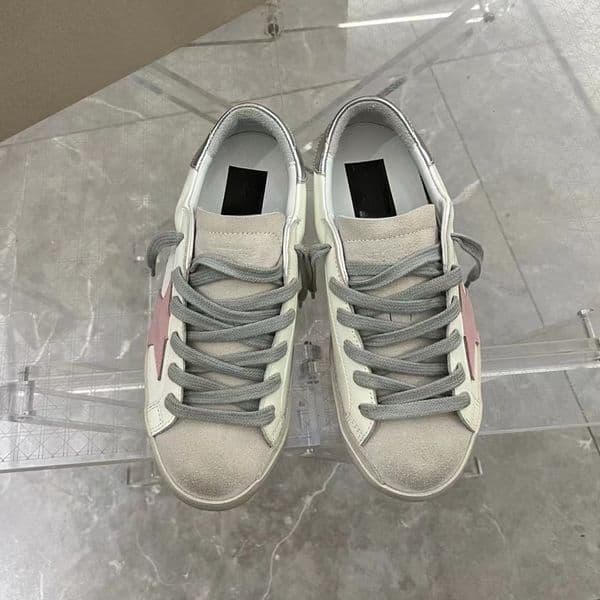 Beige pink leather patchwork lace up flat shoes, retro mens shoes womens shoes high-end luxury designer travel sports shoes sizes 35-46+box 10/10A