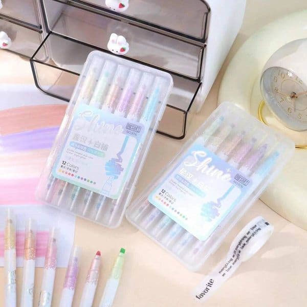 Bestseller Glitter Highlighters, Chisel Tip, Highlighter Marker Set Fluorescent Highlighters Classroom Journaling Assorted Colors 6 Count ddmysat