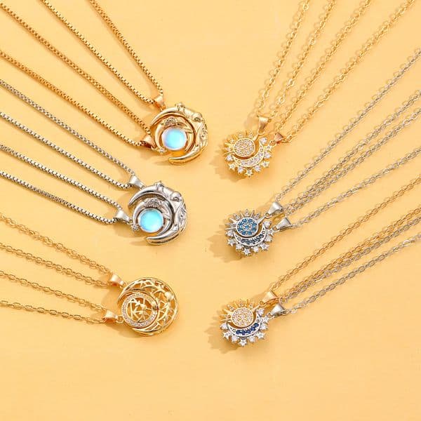 Hot Selling Magnetic Sun and Moon Couple Necklace Fashion Versatile High-end Feel Bestie Gift