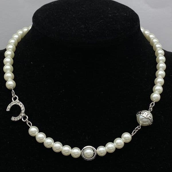 Women Jewelry Metal Fashion Designer Pearl Necklace Gold Letter Pendant Necklace Chan Jewelry Gifts