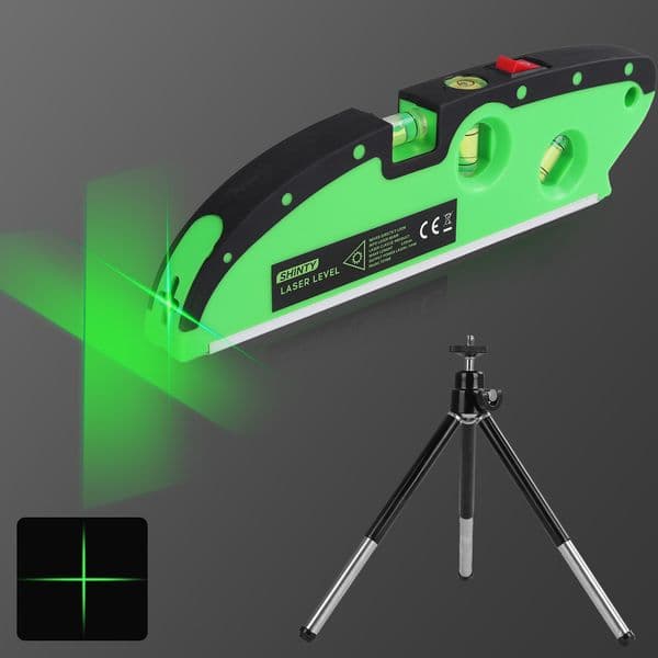 Professional Grade Dual-Laser Beam (Horizontal & Vertical) Level Tool with High Visibility Green Light