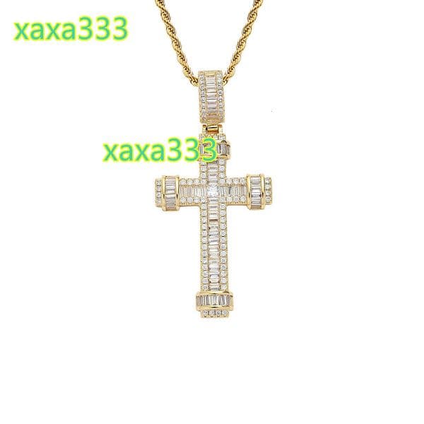 2025 New Hip Hop Style Pendant Necklace with Gold and Silver Metal Color Plating, 925 Silver and Moissanite