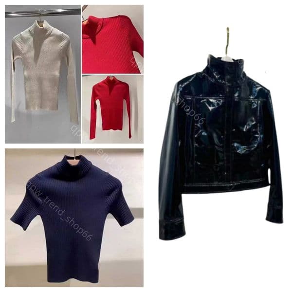 French brand High Quality 25ss Summer Fashions Designer Shirt Jacket Patent Leather Shiny Pu Jacket Trendy Shiny Slim Fit Long Sleeved Jacket cour skirt 23