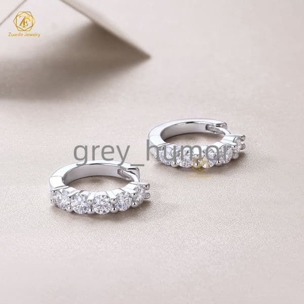 Wholesale 925 Sterling Silver Hoop Earrings Fine Jewelry 01Ct Lab Grown Moissanite Gold Rose Gold Plated Parties Anniversary