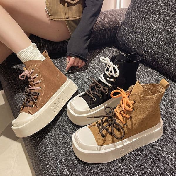 Men's and women's high top shoes autumn new style American high street versatile thick soled shoes casual sports shoes fashionable designer shoes