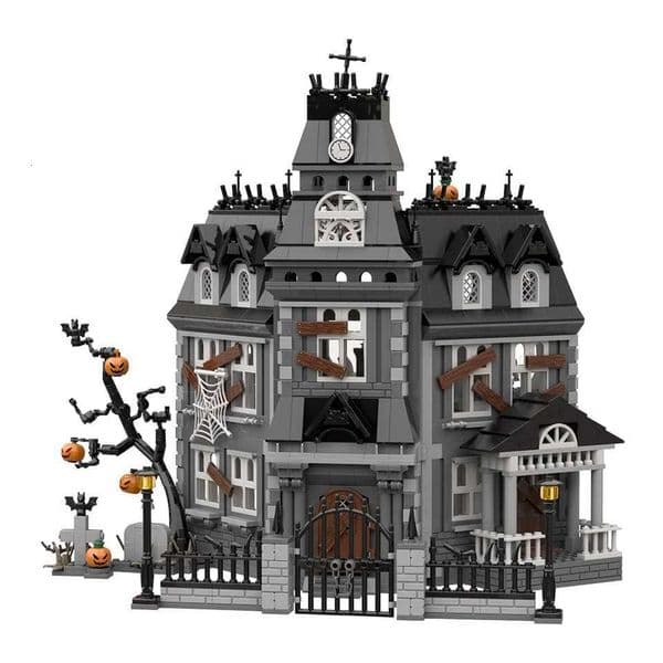 MOC Halloween Haunted House Model Building Blocks Borror Pumpkin Tree Haunted Apartment Architecture Brick Toys Adult Gift Z251007 C251011