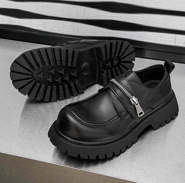Luxurys Men Dress Shoes Designer Boots Unisex Style Zipper Round Toe Thick Bottom Men Pumps Solid Color Plus Size Slip on Ins Fashion Western Street Casual Shoes