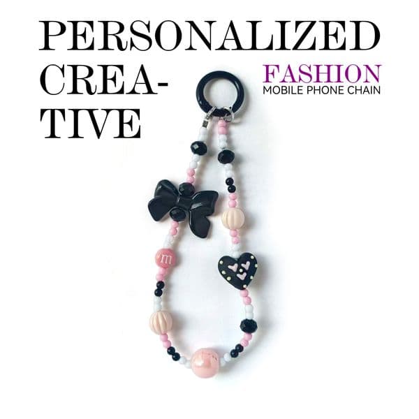 Bow, heart-shaped, and creative bead designs adorn this versatile phone strap. Stylish and easy to match, it prevents loss and offers convenient access.