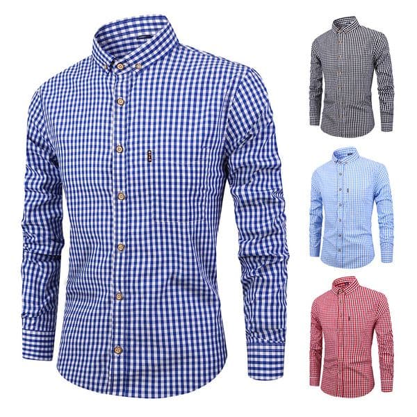 Designer Shirt Hot-selling Plaid Shirt Exclusive Men's All-cotton Casual Plaid Polo Long-sleeve Designer Hoodie Shirt Classic Chaoyang Plaid Men