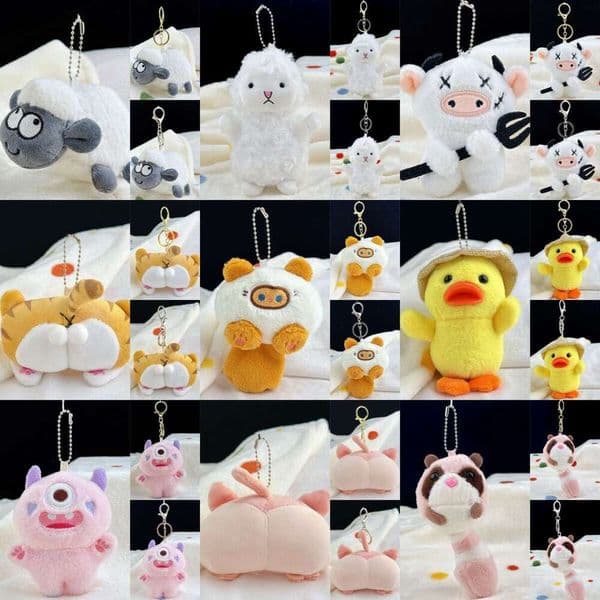Squeaky Pendant Cheer Duck Rabbit Little Sheep Plush Doll Backpack Bag Best Friend Gift Keychain Cute Pet