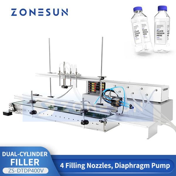 ZONESUN ZS-DTDP400V 4-Head Diaphragm Pump Cosmetic Liquid Beverage Juice Filling Machine