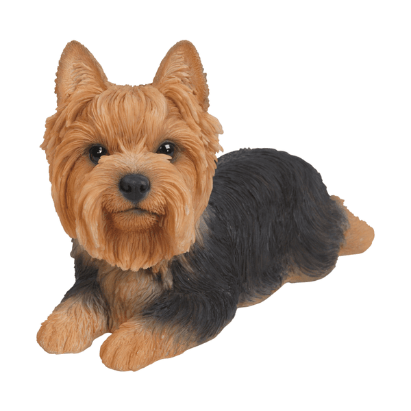 Small Yorkie Figurine in Sleeping Pose Garden Courtyard Adorable Pet Decor Patio Lawn Landscape Ornament