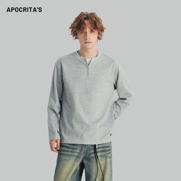 Men's Clothing|half-zip Long Sleeve T-shirt Designer Hoodie For Men Polo Designer Shirt Autumn Season High-end Feel Color-block Loose Fit Crew Neck Inner Layer
