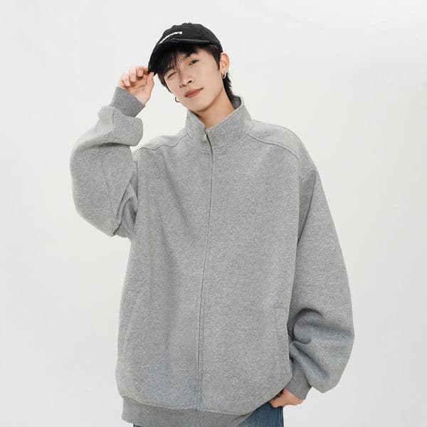 400G Designer Hoodie Stand Designer Shirt Collar Solid Color Cardigan Sweatshirt Men's Trendy New Spring Autumn Cleanfit Sports Loose Jacket Coat