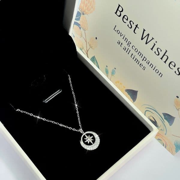 S Pure Sier Radiant Necklace for Women, Simple Niche Design with Inlaid Dia Eight-Pointed Star, Personalized Collarbone Chain Trend