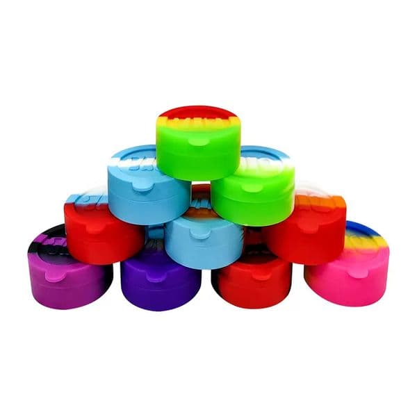 Latest 10ml Silicone Jars Cover Cap Lid Silicon Container Nonstick Wax Containers Box Dab Tool Storage Jar Oil Dry 42*22mm