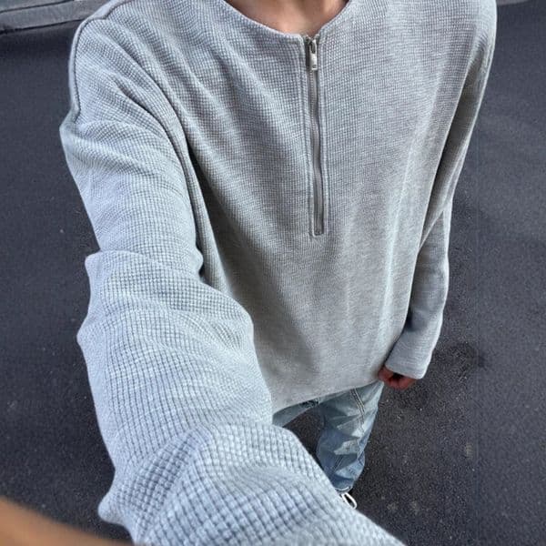 Floral Gray Designer Hoodie Waffle Half-zip Sweatshirt Men's Autumn Winter Thin Designer Shirt Cleanfit Long Sleeve T-shirt Crew Neck Henley Shirt