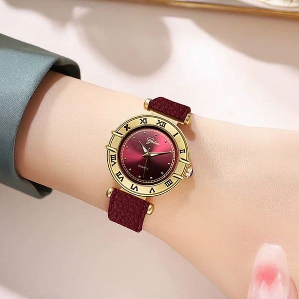 Yadan High-End Chinese-Style Ladies' Watch, Niche Fabric-Textured Dial Quartz Wristwatch, Elegant Retro Roman Numeral Women's Watch