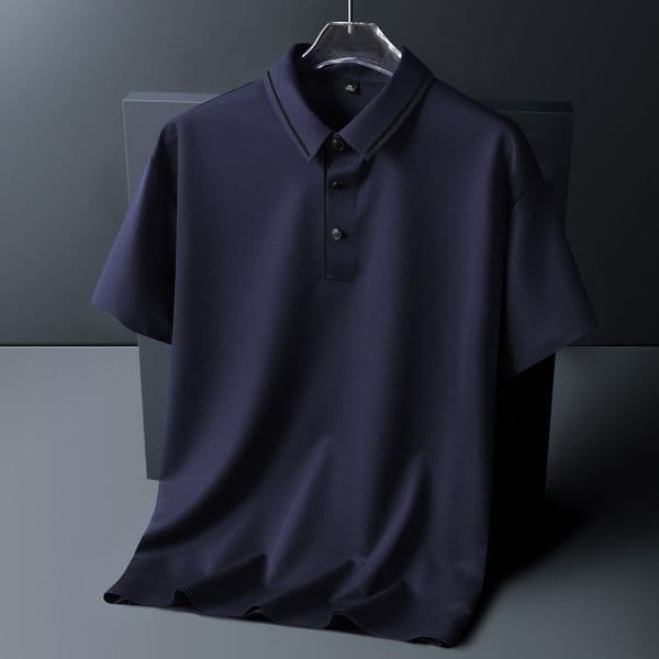 Anti-wrinkle Men's Turn-down Collar Ice Silk Polo Shirt Summer Quick-dry Plus Size Loose Short Sleeve Designer Hoodie Designer Shirt T-shirt Dad Half Sleeve